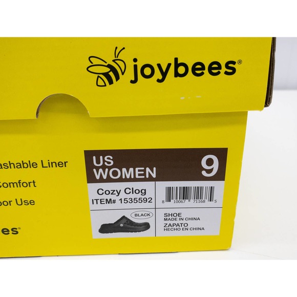 Joybees Black Washable Removable Fur Lined Slip On Garden Clogs Slippers 9 - Picture 12 of 12